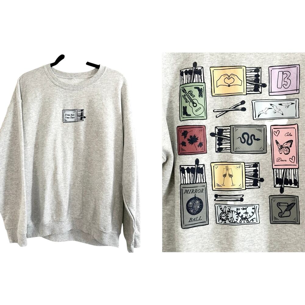Taylor Swift Eras Matchbox Crewneck Gray Sweatshirt Swifties All Too Well